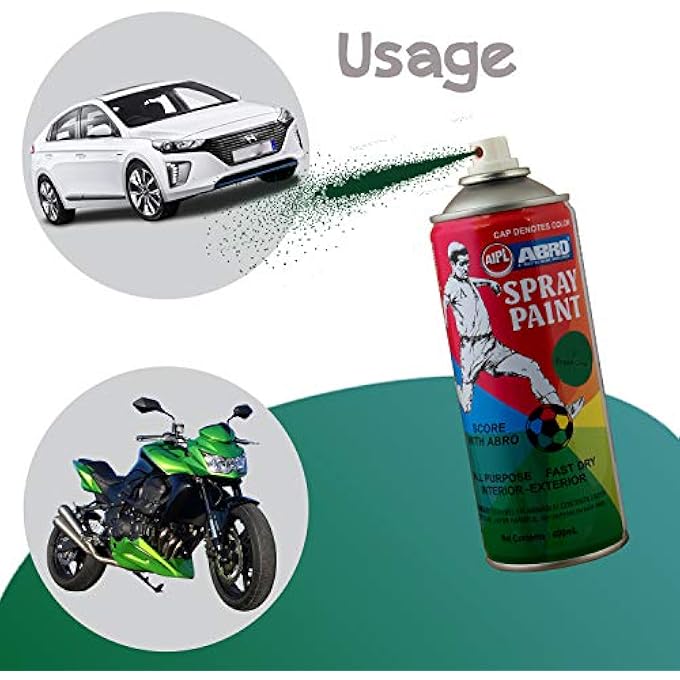 Abro SP-37 MULTIPURPOSE COLOUR SPRAY PAINT CAN FOR CARS AND BIKES (400ML, FRESH GREEN, 1 PC) - Image 2